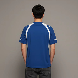 T-shirts pour hommes sur mesure, 100% coton, 200 GSM, écologiques, séchage rapide, logo personnalisé, coupe ample bicolore, col rond, fournisseur OEM ODM - Product Image 3