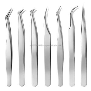 Venta al por mayor de pinzas de pestañas de acero inoxidable con logotipo personalizado Punta de injerto pinzas de extensión de pestañas aplicador de alta belleza OEM - Product Image 2