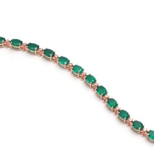 Green Onyx Stone <b>Charm</b> Bracelet 925 Sterling Silver Gold Plated Elegant Gemstone Fine Jewelry Gift for Women Party Occasion - Product Image 4