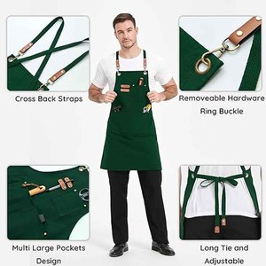 Tablier de cuisine en toile personnalisé avec logo imprimé, tablier de chef en coton imperméable avec sangle réglable et poches - Product Image 5