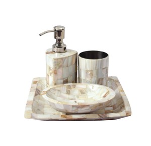 Elegant Black MOP Bathroom <b>Sets</b> Mother of Pearl <b>Soap</b> Dispenser Tumbler <b>Soap</b> Dish Tray Luxury Bathroom Accessories <b>Set</b> - Product Image 3