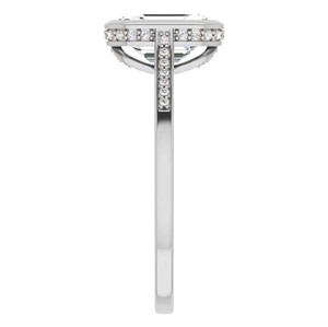 <b>Emerald</b> Cut Moissanite Bezel Setting 925 Sterling <b>Silver</b> 14K Gold Plated Luxury Engagement Wedding Promise Solitaire <b>Ring</b> - Product Image 3