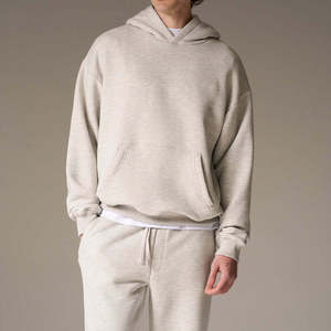 Ensemble de survêtement unisexe gris 2 en 1, sweat-shirt et pantalon de jogging, vêtements de sport décontractés, couleur unie, manches longues, coton léger, automne - Product Image 5