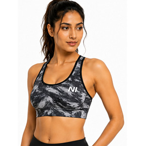 Scoop neck racerback sports bra OEM women's seamless bra Zip front medium support bra Nofyan Ind New Custom Design Sports Bra - Product Image 1