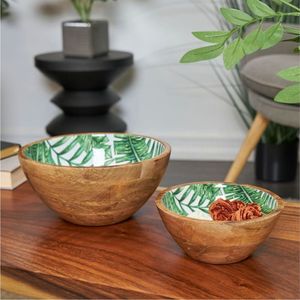 Grand saladier rond en bois de manguier avec des rainures texturées - Saladier et bol à fruits en bois dur naturel - Bols en bois sculptés à la main de qualité supérieure - Product Image 5