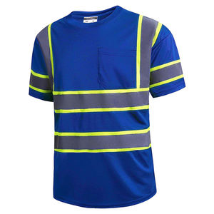 Camiseta de Trabajo Clase 2 para Hombre/Mujer, Reflectante, de Secado Rápido, Alta Visibilidad, Manga Corta, Azul, Camisetas de Seguridad de Alta Visibilidad - Product Image 1