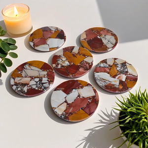 Posavasos de jaspe Mookaite elegantes y funcionales para el hogar y hoteles, que ofrecen durabilidad, elegancia y colores vibrantes. - Product Image 3