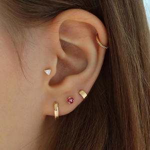 14K Solid Gold <b>Beaded</b> Bezel Labret Manufacturer Body-Safe Internal <b>Threading</b> 16G 18G Real Diamond Lab Grown Piercing Factory - Product Image 1