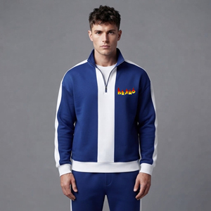 Custom made Winter Casual Wear Men's Crew Neck Sweatshirts 100% Cotton Color Block 2 Tone Embroidered Oversized <b>Sweater</b> Hoodie - Product Image 4