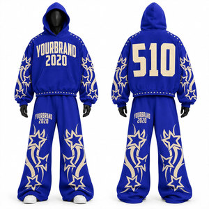 Conjunto Deportivo Ecológico de Invierno, Grueso, con Capucha, Estilo Hip Hop, Corte Regular, Pantalones y Sudadera con Bolsillos Laterales, 2020 - Product Image 1