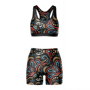 Conjunto de Yoga Personalizado al por Mayor para Mujer, 2 Piezas, Sujetador Deportivo y Pantalones Cortos de Cintura Alta, Estampado, Ropa Deportiva para Gimnasio, Conjunto a Juego para Entrenamiento, OEM - Product Image 1