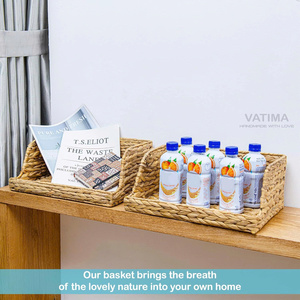 Water Hyacinth <b>Storage</b> <b>Baskets</b> with <b>Large</b> Open-Front for Kitchen, Decorative for Living Room - Product Image 3