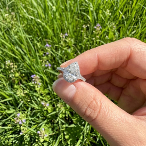 Bague de fiançailles en diamant de laboratoire taille poire pour femme, en argent 925, avec halo, certifiée IGI, style classique, cadeau d'anniversaire, VVS2 TJ02 Argent - Product Image 2