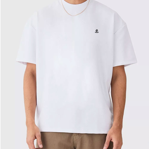 T-shirt décontracté pour homme, grande taille, respirant, séchage rapide, 100 % coton jersey 220g, personnalisable avec logo frontal, vente en gros de haute qualité - Product Image 1