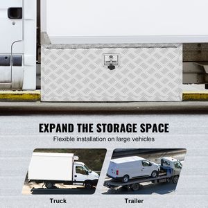 Cassetta Portaoggetti per Camion in Alluminio Resistente 91x35x40 cm con Piastra Diamantata, Chiavi e Accessori per il Controllo del Carico Resistenti all'Acqua - Product Image 4