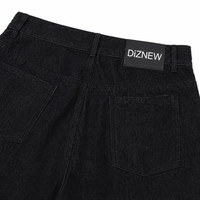 Jeans DiZNEW sur mesure en denim épais 13,5 oz avec broderie million points, coupe fuselée vintage noire pour homme, fabrication sous marque privée