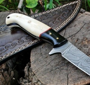 Couteau de chef Viking Art fait main pour le filetage, lame en acier Damas 3mm à bord plat, dos droit, manche en os et corne, 12 pouces, cuisine DIY - Product Image 2