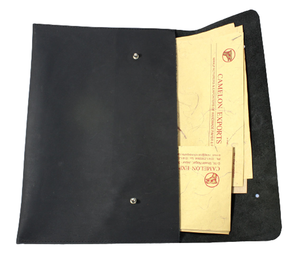 Office Custom Soft & Supple Black Genuine Buffalo Leather Multi function Portfolio Holder For Paper <b>File</b> Stationery - Product Image 1