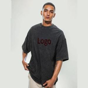 Camiseta de Algodón Lavado Personalizada para Hombre, Cuello Redondo, Manga Corta, Color Sólido, Estilo Casual, Jersey Liso Teñido, Logotipo Frontal - Product Image 2