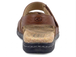Sandales gladiateur en cuir véritable marron à brides croisées, bout fermé, fermeture auto-agrippante, confort décontracté pour l'été, semelle extérieure en caoutchouc respirante - Product Image 2