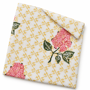 Tissu en voile de coton peigné 60S/60S léger, imprimé à la main par bloc, motif floral jaune et bleu feuillage, par Pinksa Fashion 90 - Product Image 6