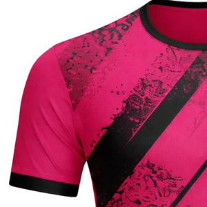 Camiseta de Fútbol Personalizada para Hombre, Rayas Rosa y Negras, Impresión Sublimada, Absorbe la Humedad, Manga Corta, Cuello Redondo, Ropa Deportiva para Adultos - Product Image 4
