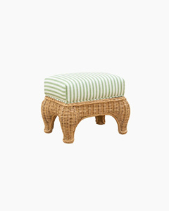 <b>Rectangular</b> Handwoven Rattan Bench Stool with Striped <b>Cushion</b> Top Elegant Natural Wicker Seating Durable Eco Friendly OEM ODM - Product Image 1
