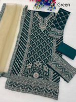 Baju Salwar India Pakistan yang Indah, Sederhana, Bersulam, Bahan Georgette Anti Kusut, Desainer, Etnik, Terbaru, Trendi, Eksklusif untuk Pernikahan