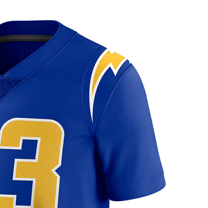 Jersey de Fútbol Americano Personalizado para Hombre, Color Azul Rey, Número 33 Dorado, Cuello en V, Manga Corta, Absorbe la Humedad, Uniforme de Equipo, OEM ODM, Deportes - Product Image 6