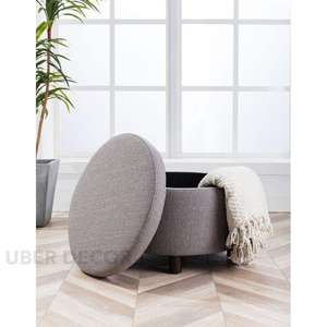 Pouf ottoman rembourré de forme ronde Glintz pour le salon ou le bureau - Product Image 1