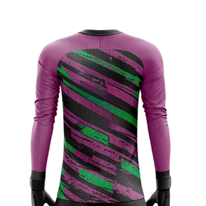Conjunto de Portero Slashed Band, Jersey de Manga Larga con Cuello Redondo y Pantalones Cortos para Hombre, Sublimado, Ecológico, de Secado Rápido, en Poliéster, para Fútbol - Product Image 4