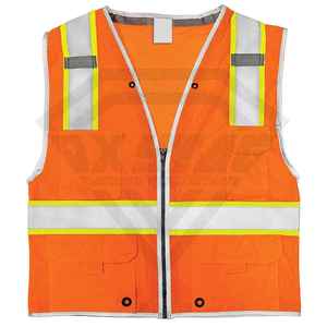 เสื้อกั๊กสะท้อนแสงตาข่ายสีส้มคุณภาพสูงพร้อมกระเป๋า เสื้อผ้าทำงานแบบมองเห็นได้ชัดเจนสำหรับอุตสาหกรรม จากผู้ผลิต - Product Image 3