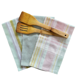 Serviettes de cuisine en coton tissées à la main pour restaurants, fabrication OEM, motif gaufré rayé, avec boucle de suspension - Product Image 3