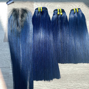 High Quality Luxury Hair Silky Bonestraight Virgin Vietnamese Hair <b>Wig</b> Ombre Ocean <b>Blue</b> Color Wholesale Factory Price - Product Image 1