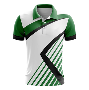 <b>Men's</b> Short Sleeve Polo Shirt Green White Black Geometric Print Quick Dry Polyester Casual Fit - Product Image 1