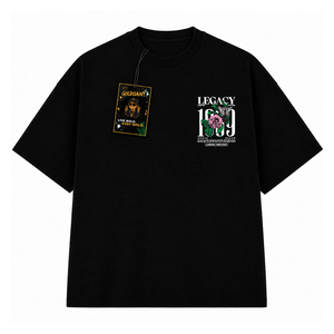 Camiseta Personalizable Beige, Corte Holgado, Estilo Urbano, Estampado Animal, Logotipo de Pez 3D en la Parte Delantera, 240g, 100% Algodón Tejido - Product Image 3