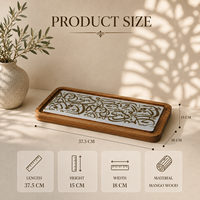 Support à gâteau en bois de manguier de qualité supérieure avec couvercle en verre et calligraphie arabe pour une présentation élégante des desserts