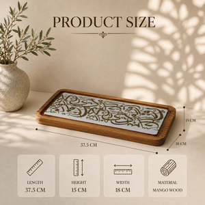 Support à gâteau en bois de manguier de qualité supérieure avec couvercle en verre et calligraphie arabe pour une présentation élégante des desserts - Product Image 3