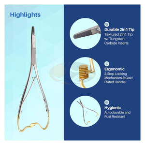 Mathieu Manual Needle Holder Mitten Scissor Clamps Needle <b>Driver</b> Integrated Scissors Cutting Edges 6.5 Inch High Quality - Product Image 4