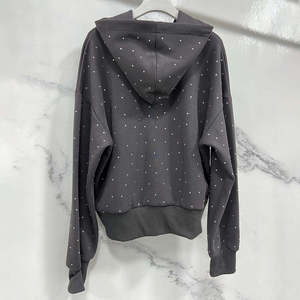 Ensemble de survêtement pour homme noir à strass avec capuche, manches longues, fermeture éclair, poches latérales et taille élastique - Product Image 2
