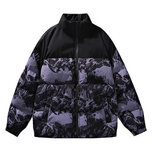 Veste matelassée noire unisexe sur mesure à col montant en toile, grande taille, avec design réversible imperméable de haute qualité sur le devant - Product Image 1