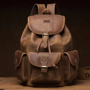 Custom Logo Genuine Leather Backpack <b>Men</b> Wholesale Business Waterproof Real Leather <b>Laptop</b> <b>Bag</b> OEM LBK-0132 - Product Image 4