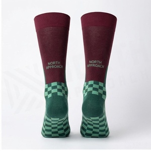 Crew <b>Socks</b> Geometric Pattern Blue Breathable <b>Running</b> <b>Socks</b> for Adults Spring Season - Product Image 2