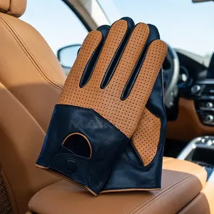 Gants de vélo en cuir, longueur poignet, respirants, design sportif pour le cyclisme, utilisation estivale, construction non doublée - Product Image 4