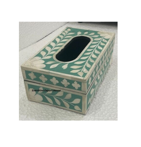 Caja de pañuelos con incrustaciones de hueso de diseño exclusivo, con patrón de hojas y flores, artículos de artesanía, caja para pañuelos, ¡Gran oferta! - Product Image 3