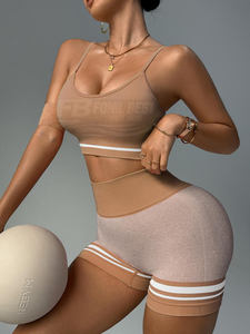 Conjunto de 2 Piezas para Mujer, Top Deportivo y Pantalones Cortos de Cintura Alta, Tejido Transpirable sin Costuras, para Yoga, Fitness y Ejercicio, Servicio OEM - Product Image 4