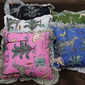 Animal Pattern Ruffle Cushion Cover Square Bohemian Style Decorative Pillowcase for <b>Home</b> Use - Product Image 1