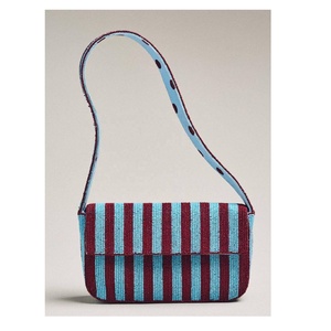 Bolso de Hombro con Cuentas de Vidrio Azul Cielo con Patrón a Cuadros, Correa de Hombro con Cierre Magnético, Ideal para Verano, Oficina, Viajes, Regalo - Product Image 3