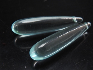 Perles en verre de quartz bleu aqua en forme de goutte, 35 mm, lisses et allongées, paire assortie, fournitures pour la fabrication de bijoux DIY - Product Image 2