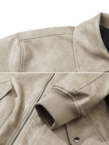 OEM Custom Man Button up Collar Suede Flight & Bomber Zip up Regular Fit Winter Jackets Waterproof Breathable Windproof - Product Image 4